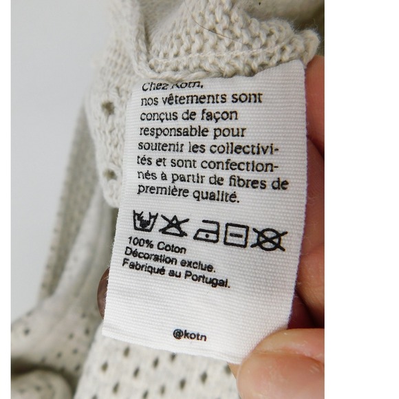 NWT KOTN Mens Mina Cardigan Oatmeal Perforated Knit Cotton Button Front Size XS - Picture 5 of 8